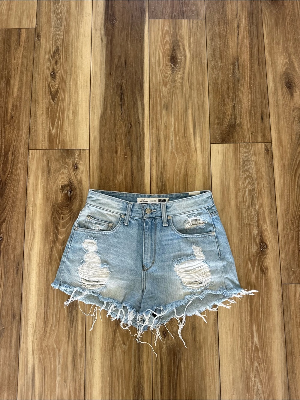 Lovers + Friends denim women’s jack high rise cut off shorts